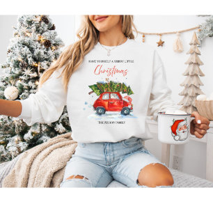 Camiseta Natais vintages personalizados - Carro vermelho co
