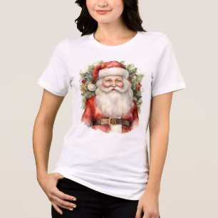 Camiseta Natais vintages que Santa Claus sorri
