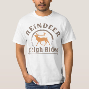 Camiseta natais vintages Reindeer Sleigh Rides