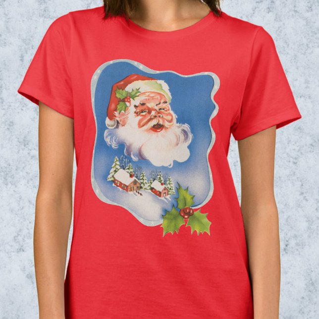 Camiseta Natais vintages, Retro Jolly Santa Claus (Criador carregado)