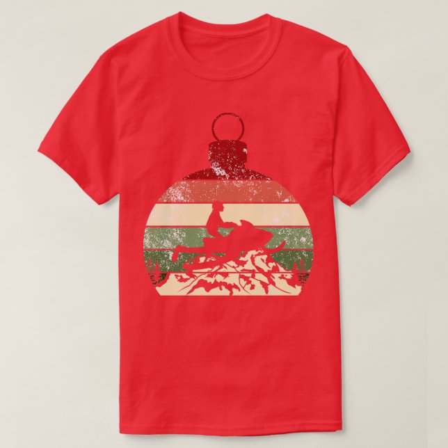 Camiseta Natais vintages Retro Snowmobile (Frente do Design)