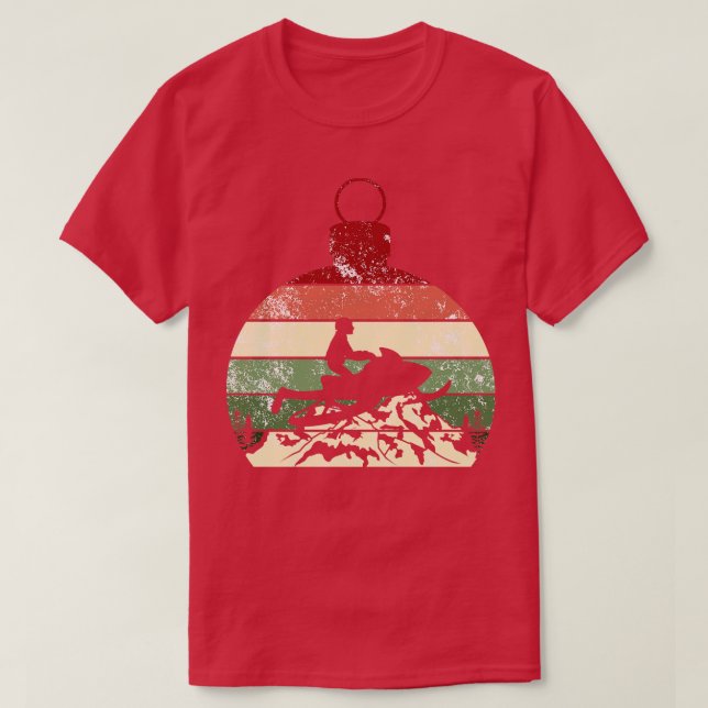 Camiseta Natais vintages Retro Snowmobile (Frente do Design)