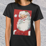 Camiseta Natais vintages Santa Claus, Jolly e Winking<br><div class="desc">Ilustração Vintage design de Natal com um feliz e alegre Papai Noel vestindo um chapéu e piscando como se ele tivesse um segredo. Ho,  ho,  ho,  Feliz Natal!</div>
