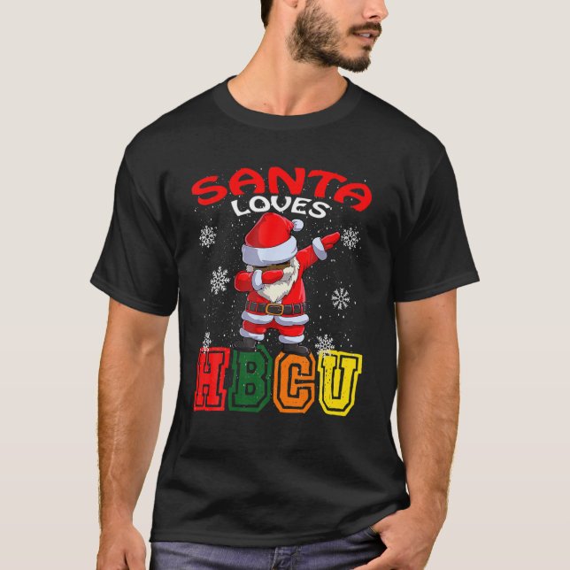 Camiseta Natal 2021 do Pai Natal Africano HBCU (Frente)