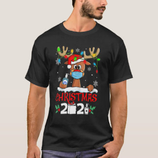 Camiseta Natal 2021 Reindeer Engraçado Com Mask Quarantine