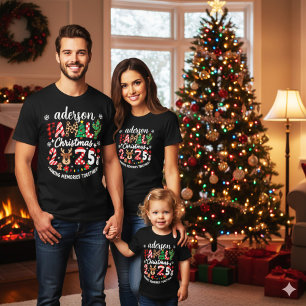 Camiseta Natal 2025 com Nome da Família Personalizado Festa