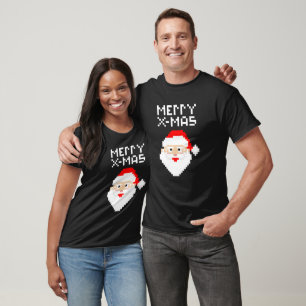 Camiseta Natal 8 Bits Pixel Papai Noel