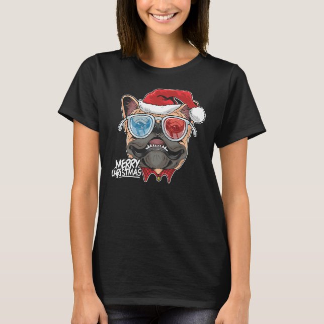 Camiseta Natal A Pitbull Cachorro Papai Noel Em (Frente)