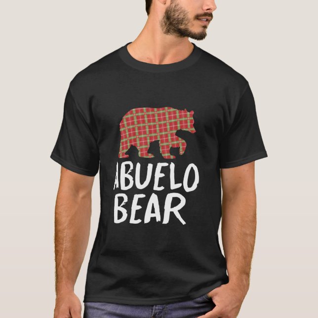 Camiseta Natal Abuelo Urso Vermelho Buffalo Xadrez Xmas Fal (Frente)