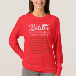 Camiseta Natal Acredita em Jesus Natividade Red Long Sleeve