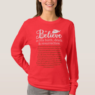 Camiseta Natal Acredita em Jesus Natividade Red Long Sleeve