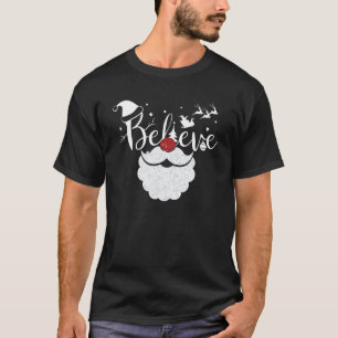 Camiseta Natal Acredite em Santa Hat Papais noeis Beard Rei