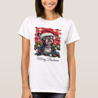 Camiseta Natal Alegre do Bulldog Francês no Natal