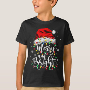 Camiseta Natal Alegre E Brilhante Mulheres Meninas Fofo Nat