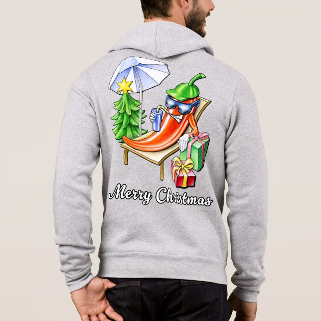 Camiseta Natal Alegre e Divertido sob o Sol e Árvore de Nat (Verso)