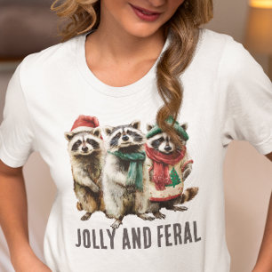 Camiseta Natal Alegre e Selvagem do Guaxinim