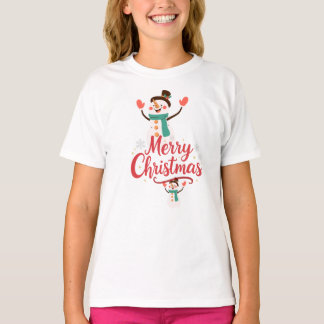Camiseta Natal Alegre Homem de Neve 