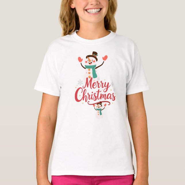 Camiseta Natal Alegre Homem de Neve  (Frente)