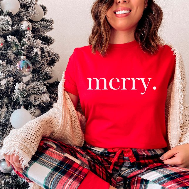Camiseta Natal Alegre Vermelho das Mulheres (Criador carregado)