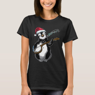 Camiseta Natal Animal Music Guitar Banjo Penguin