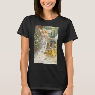 Camiseta Natal Antigo, Anjo Vitoriano com Árvore