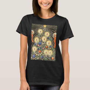 Camiseta Natal Antigo, Árvore com Velas e uma Estrela