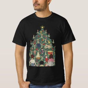 Camiseta Natal Antigo Crianças ao Redor de uma Árvore Decor