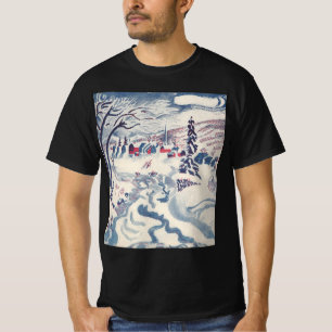 Camiseta Natal Antigo, Paisagem de Inverno da Aldeia de Nev