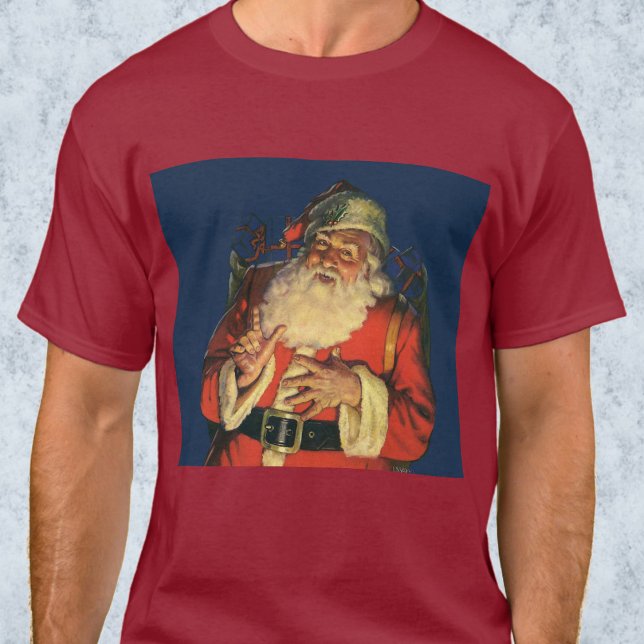 Camiseta Natal Antigo, Papai Noel Alegre com Brinquedos (Criador carregado)