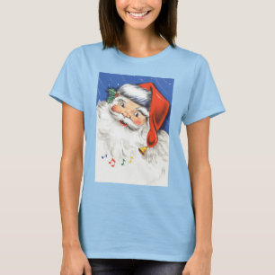 Camiseta Natal Antigo, Papai Noel Alegre com Música