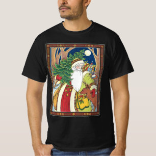 Camiseta Natal Antigo, Papai Noel Veado na Floresta