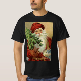 Camiseta Natal Antigo, Papai Noel Vitoriano com Árvore