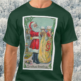 Camiseta Natal Antigo, Papai Noel Vitoriano com Brinquedos