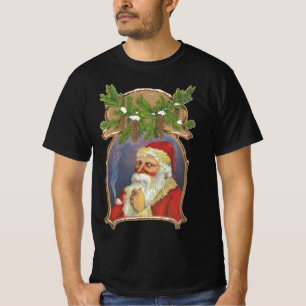 Camiseta Natal Antigo, Papai Noel Vitoriano com Cachimbo