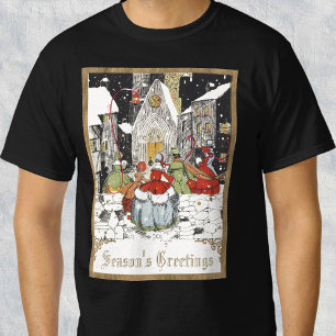 Camiseta Natal Antigo, Pessoas Vitorianas na Igreja