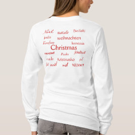 Camiseta Natal Ao Redor Do Mundo Branco E Vermelho