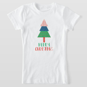 Camiseta Natal Árvore Colorida de Patchwork