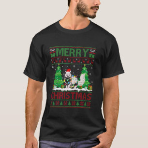 Camiseta Natal Árvore de Natal Iluminação Gato Ragdoll Suét