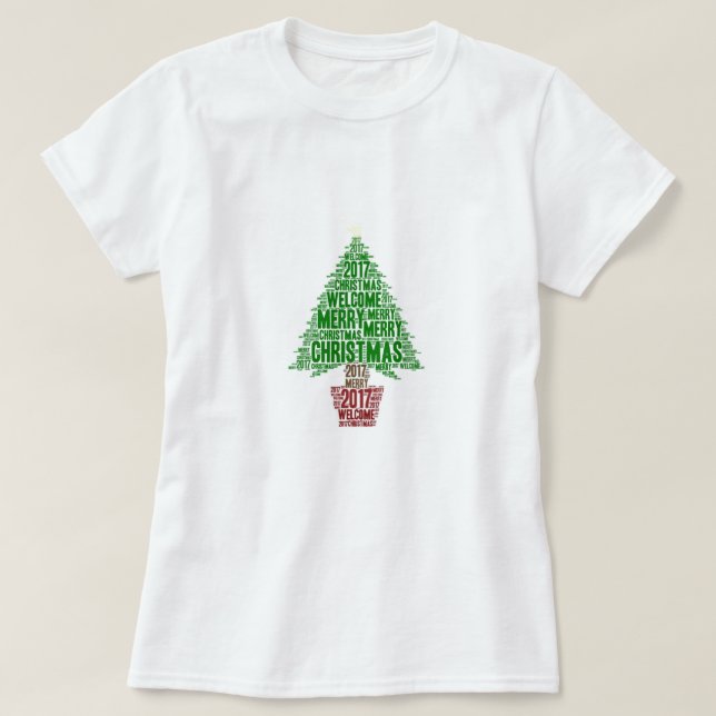 Camiseta Natal Árvore de Natal Verde Vermelha 2017 (Frente do Design)