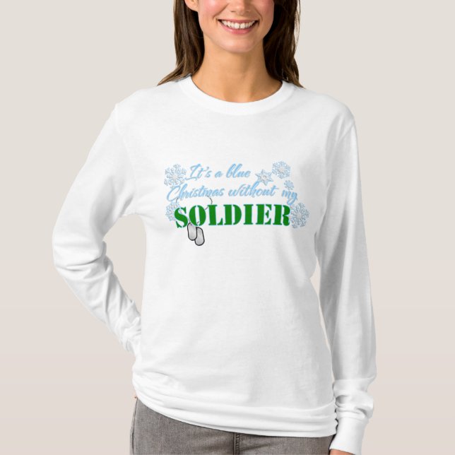 Camiseta Natal azul sem soldado (Frente)
