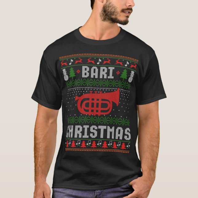 Camiseta Natal Bari Ugly Sweater Baritone Lover Xmas Gi (Frente)