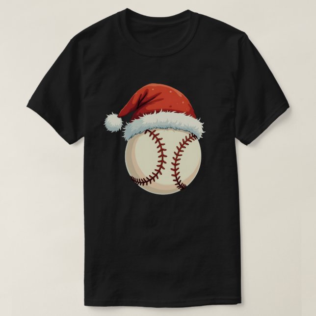 Camiseta Natal Baseball Santa Hat Engraçado Esporte Natal (Frente do Design)