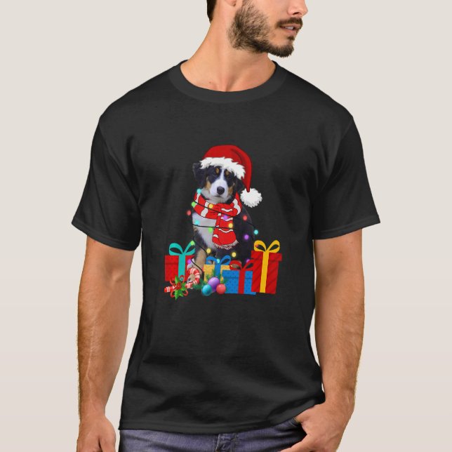Camiseta Natal Bernese Mountain Dog Xmas Papais noeis H (Frente)