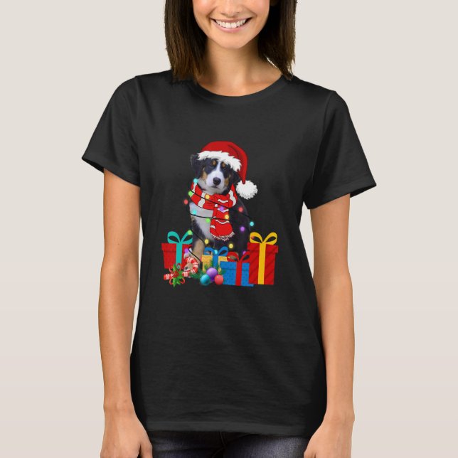 Camiseta Natal Bernese Mountain Dog Xmas Papais noeis H (Frente)