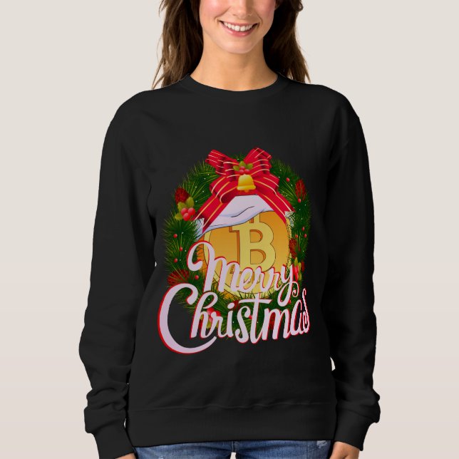 Camiseta Natal Bitcoin dentro da Coroa de Natal (Frente)