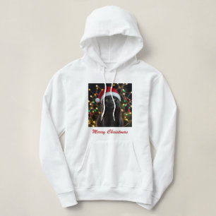 Camiseta Natal Black Cat - Foto personalizada do Santa Hat