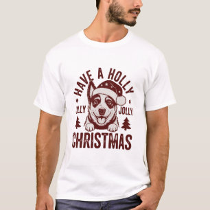 Camiseta Natal Blue Heeler Holly Jolly Mãe de Cachorro Vint