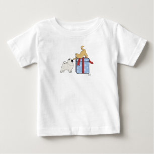Camiseta Natal bonito do filhote de cachorro e do gatinho