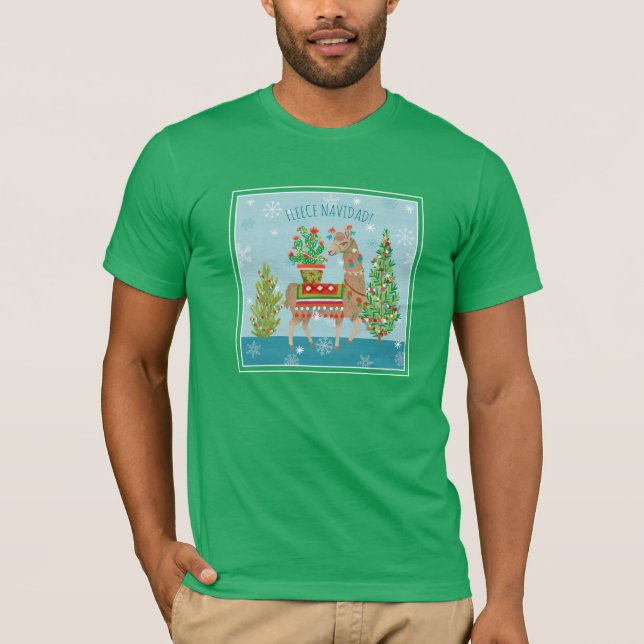 Camiseta Natal bonito dos lamas de Navidad | do velo (Frente)