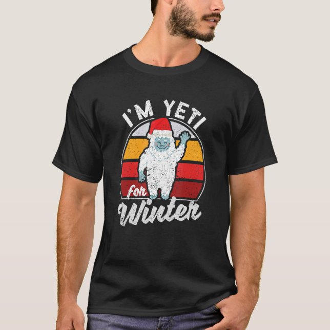 Camiseta Natal Branco da neve Natal Natal Natal Hat Eu sou  (Frente)
